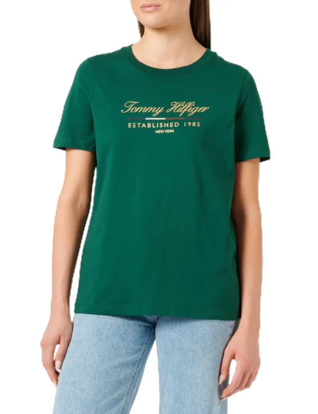 Tommy Hilfiger Script Graphic t-shirt cotone blu donna