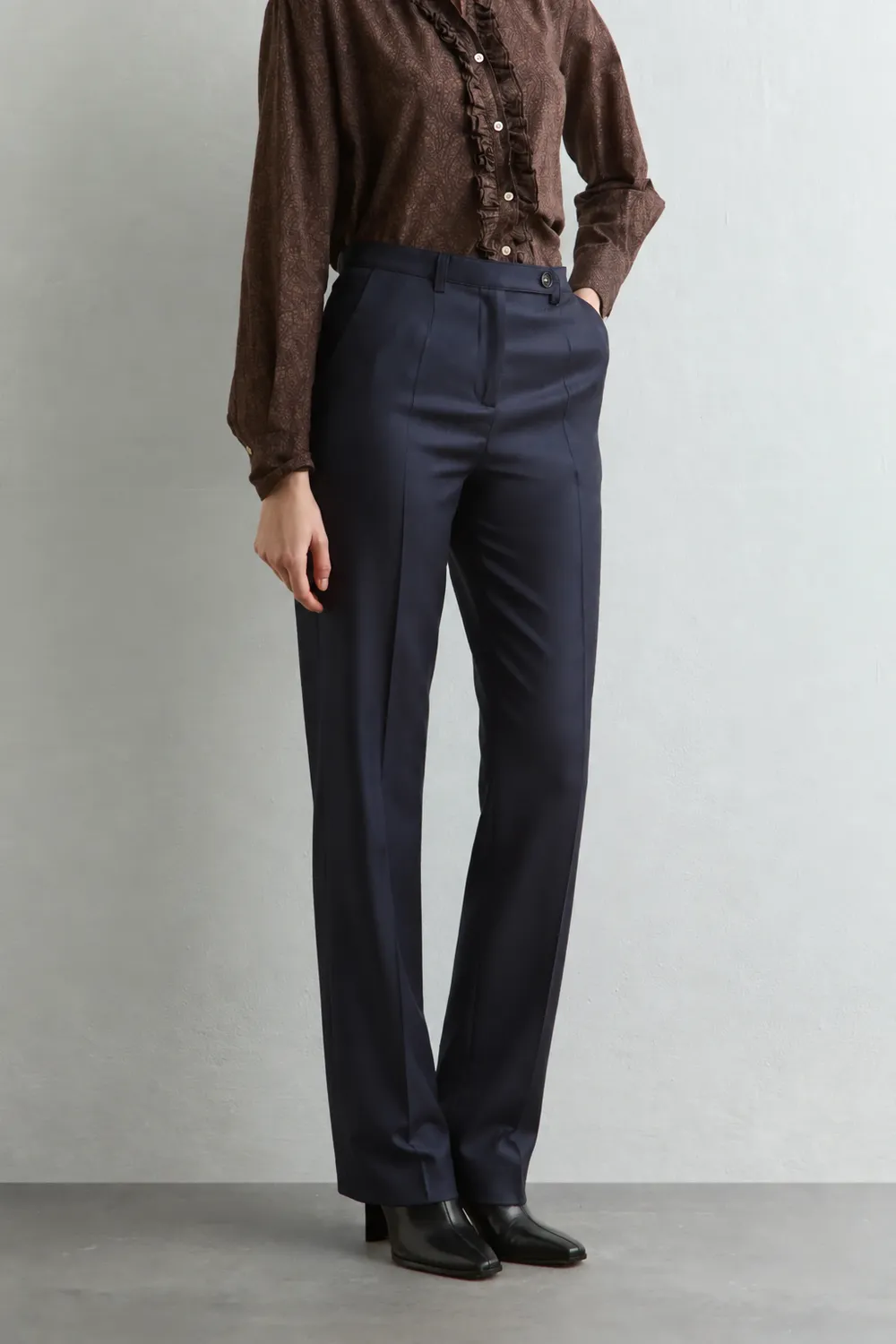 Massimo Alba Illinois pantaloni donna blu lana vergine