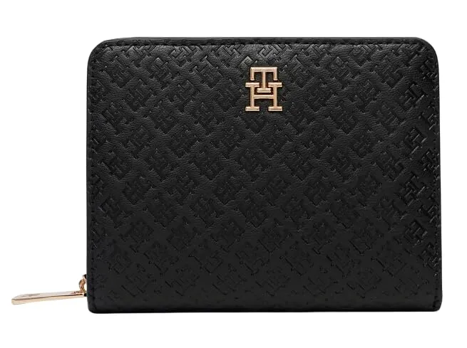 Tommy Hilfiger TH Icon AW0AW18474 portafoglio donna nero zip