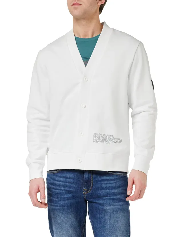 Tommy Hilfiger Adaptive cardigan uomo L bianco grafico