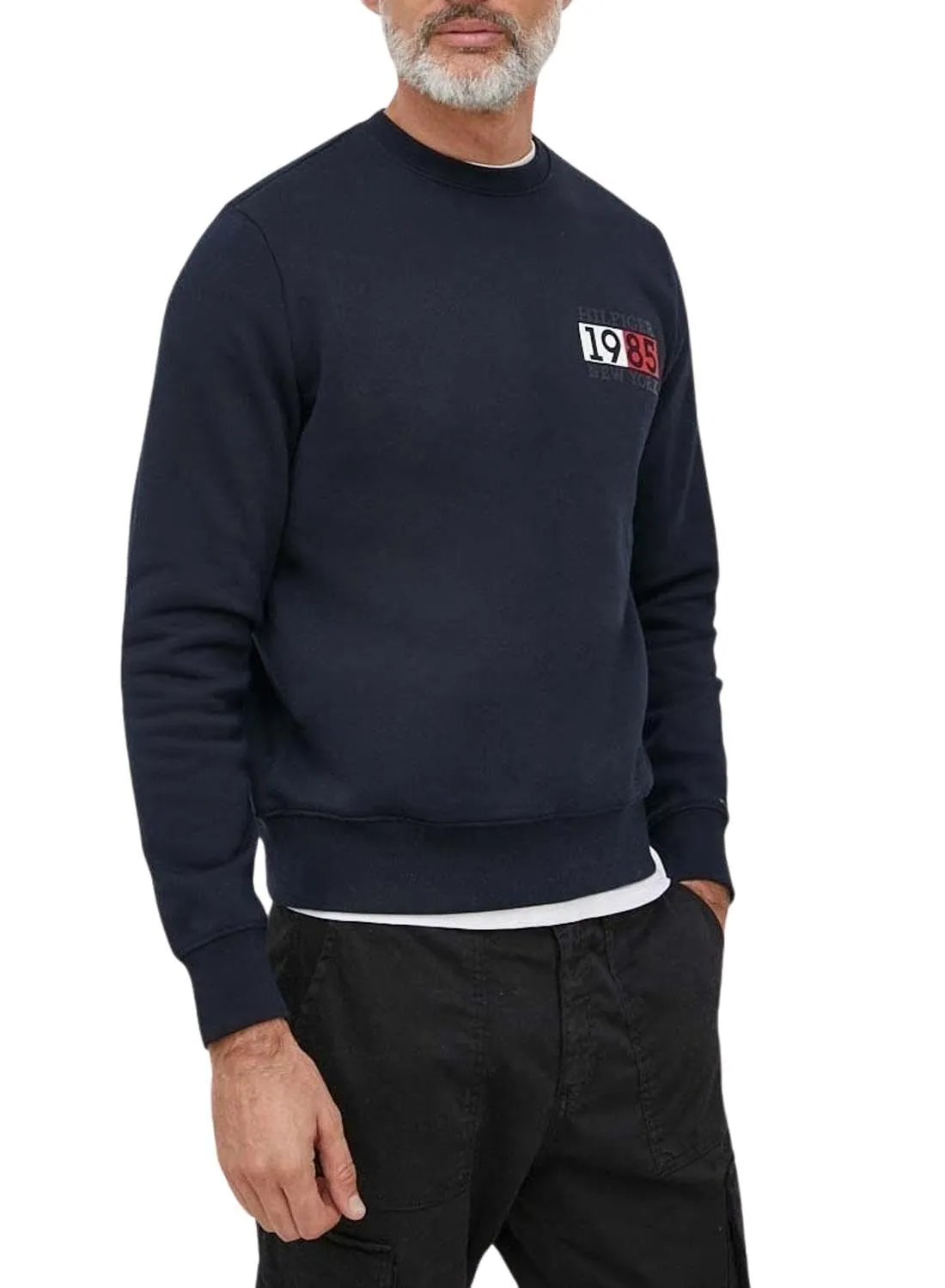 Tommy Hilfiger felpa uomo girocollo grigia medium grey XS