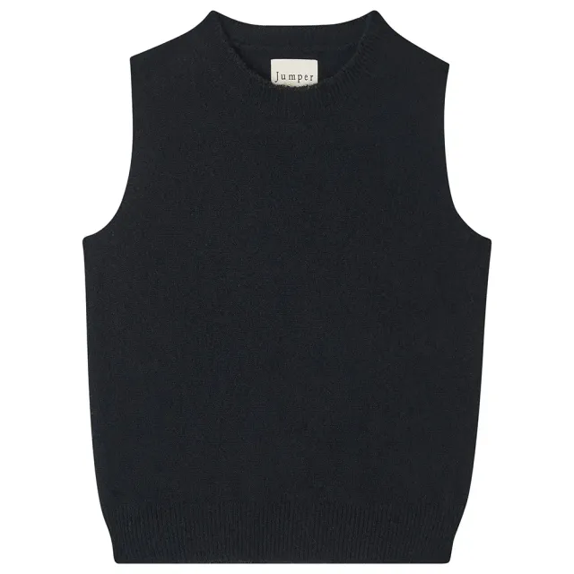 Jumper 1234 Distressed gilet cashmere nero smanicato