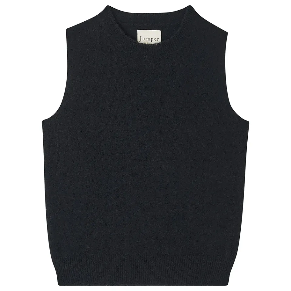 Jumper 1234 Distressed gilet cashmere nero smanicato