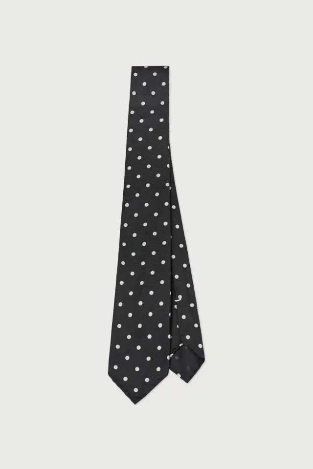 Massimo Alba Tie cravatta seta nero pois