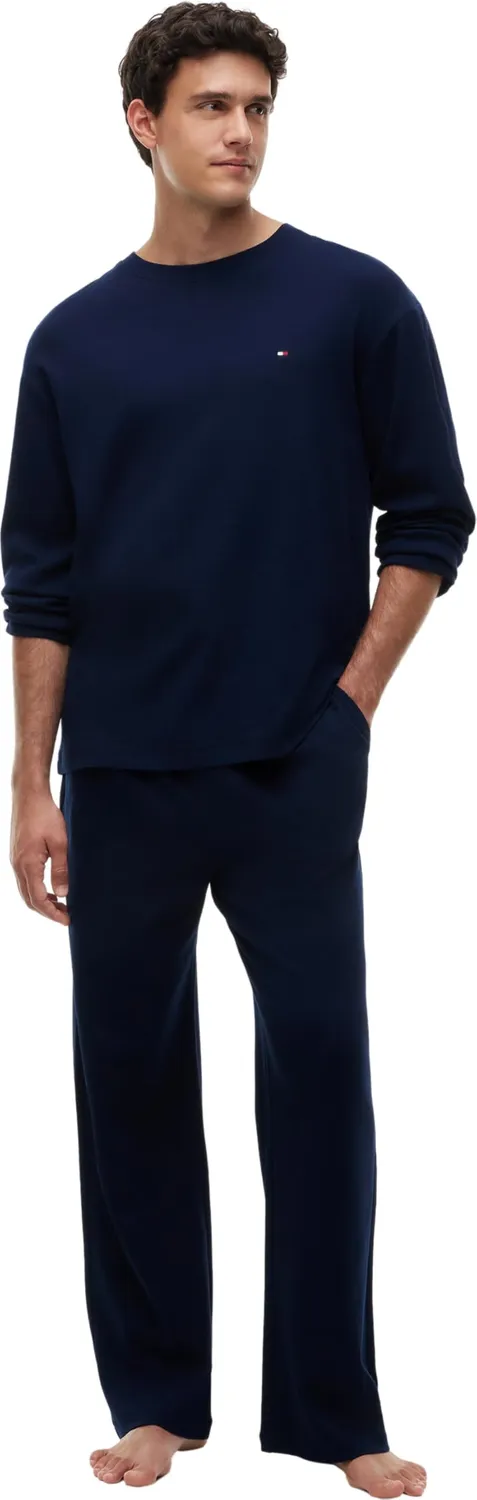 Tommy Hilfiger UM0UM03994 pigiama uomo waffle blu