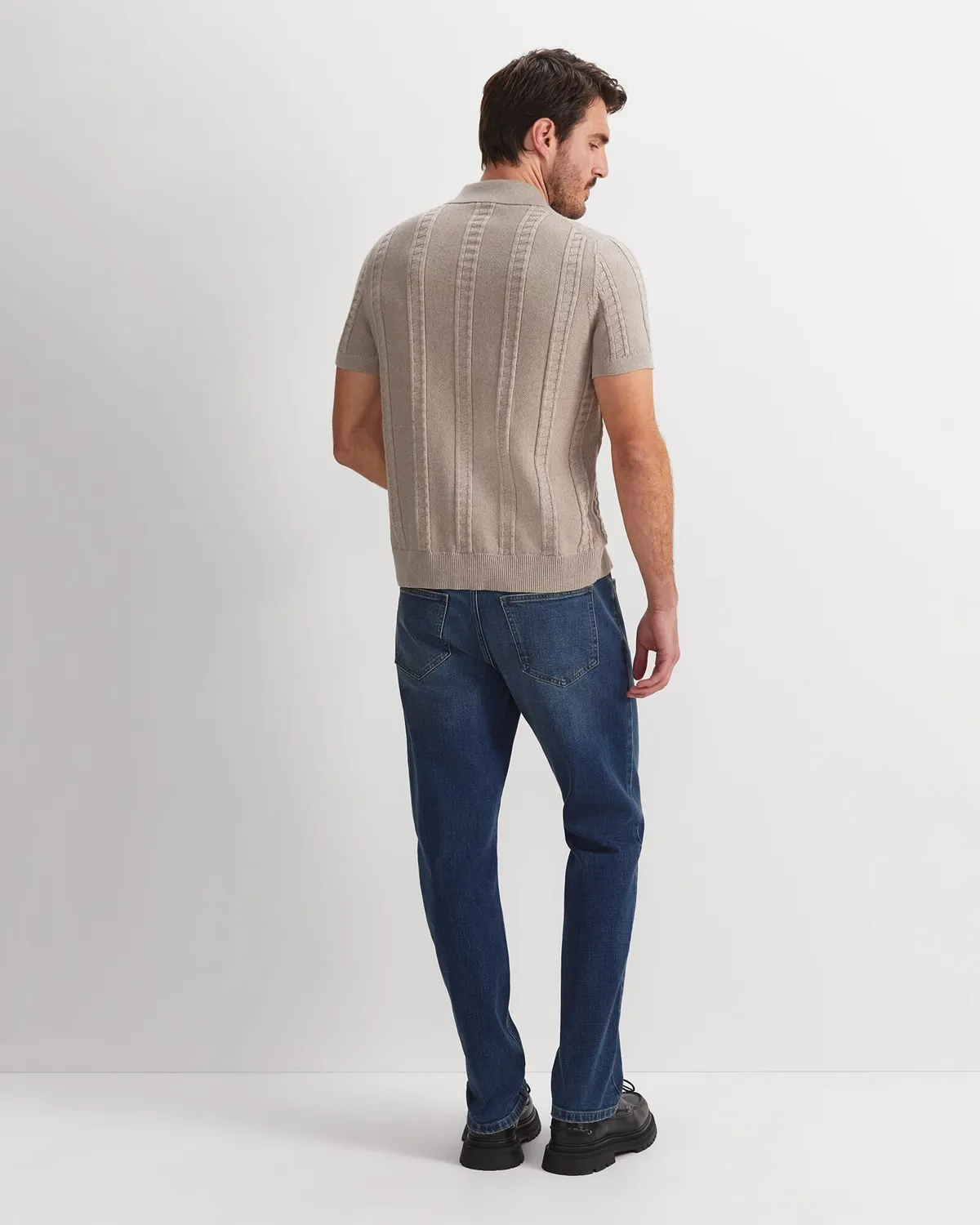 Sportscraft Cameron Knit polo uomo lana cotone trecce