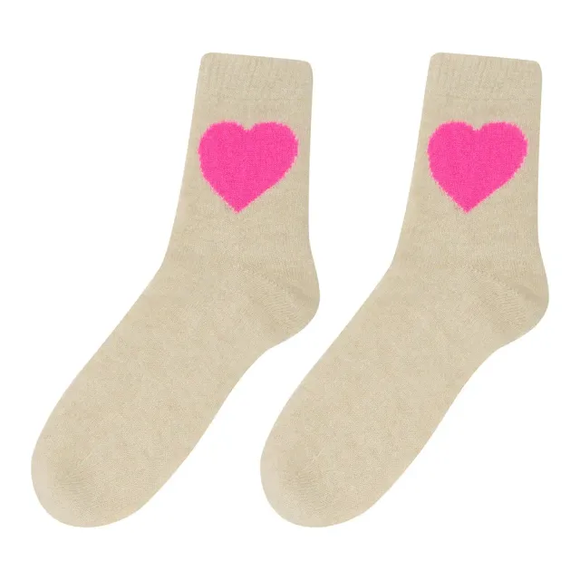 Jumper 1234 Cashmere Heart Socks calzini beige cuori