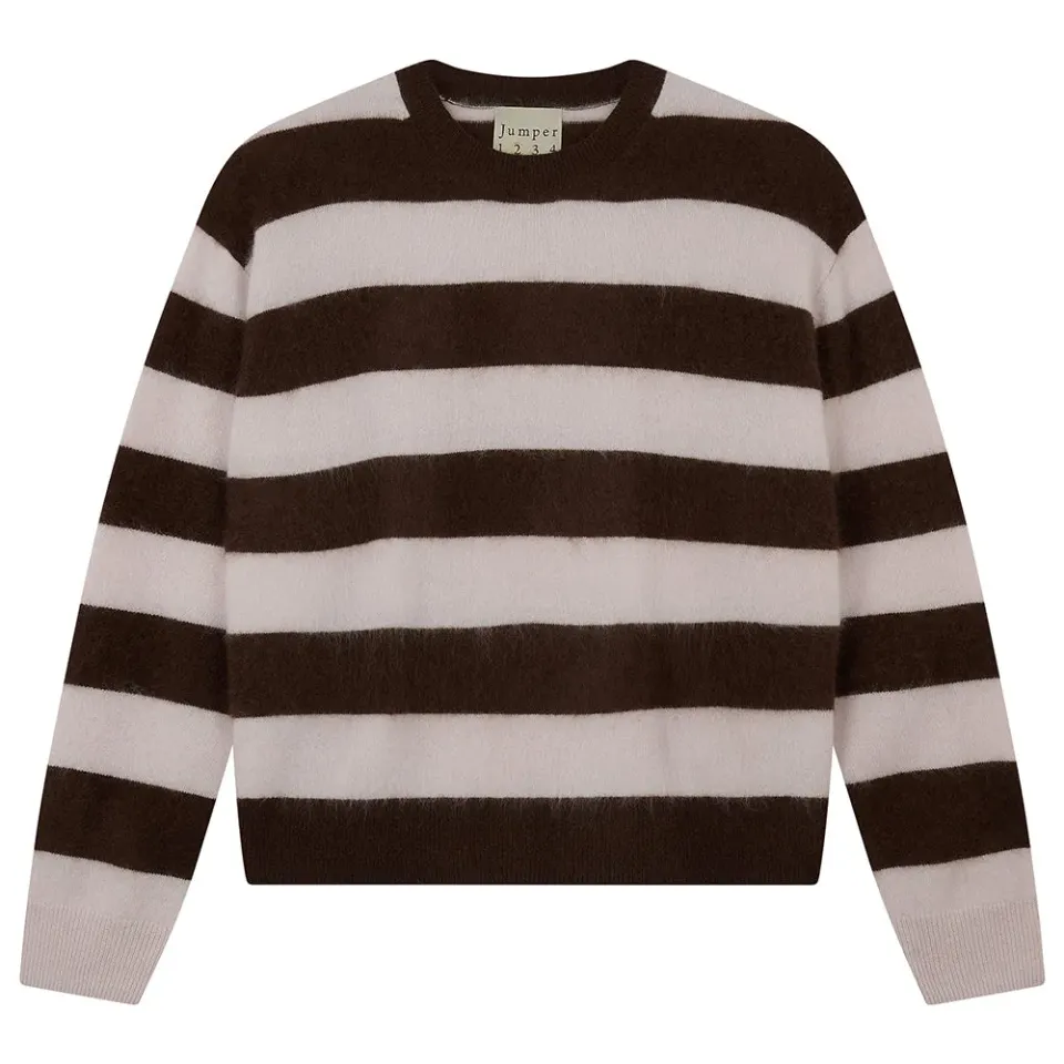 Jumper 1234 Brushed Wool Stripe Crew maglione marrone stone