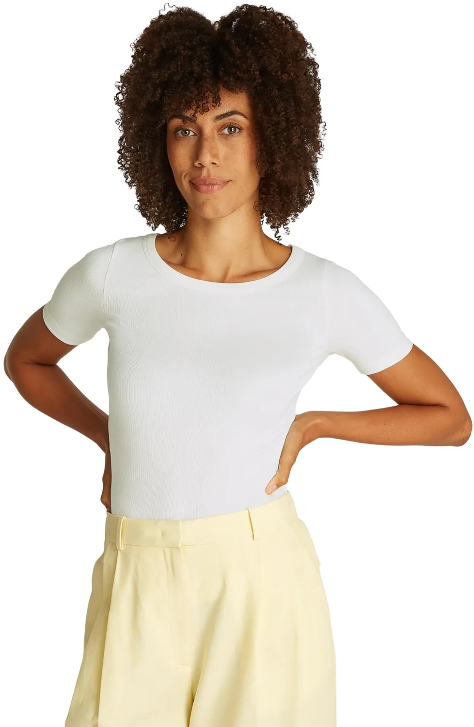 Tommy Hilfiger 5X2 Rib Slim Fit t-shirt donna S nera