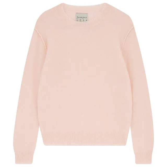 JUMPER 1234 Cashmere Distressed Crew maglione rosa pallido