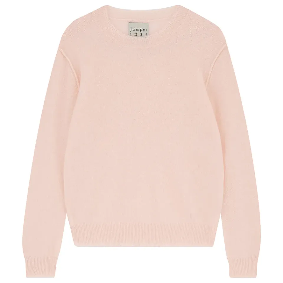 JUMPER 1234 Cashmere Distressed Crew maglione rosa pallido