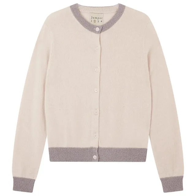 Jumper 1234 Lurex Trim cardigan cashmere stone