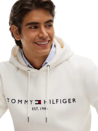 Tommy Hilfiger Tommy Logo felpa con cappuccio Ivory Petal M cotone