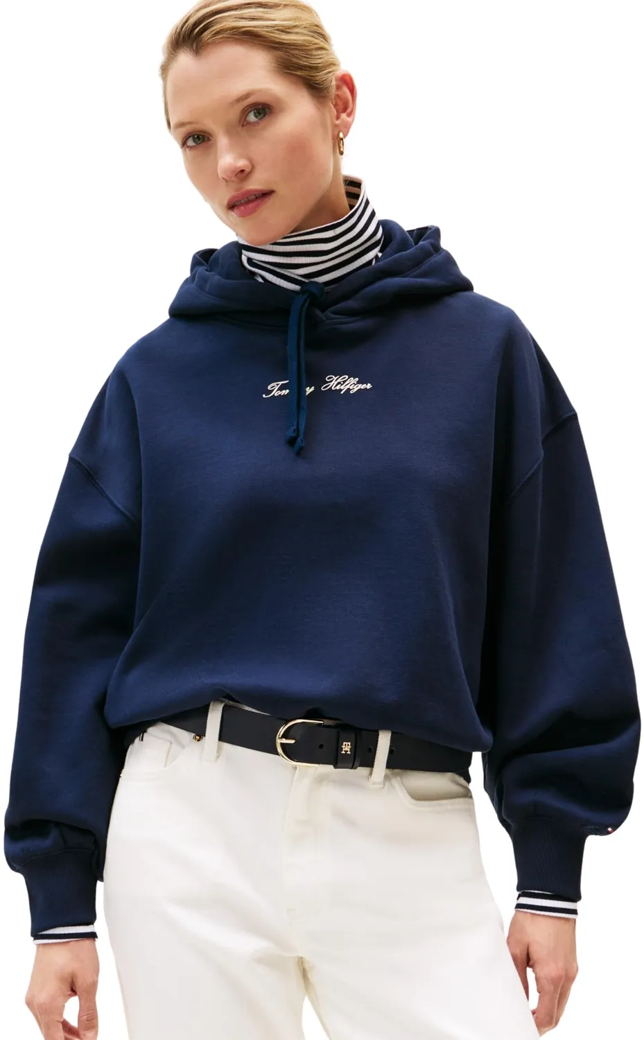 Tommy Hilfiger Classic Script Fleece felpa cappuccio donna