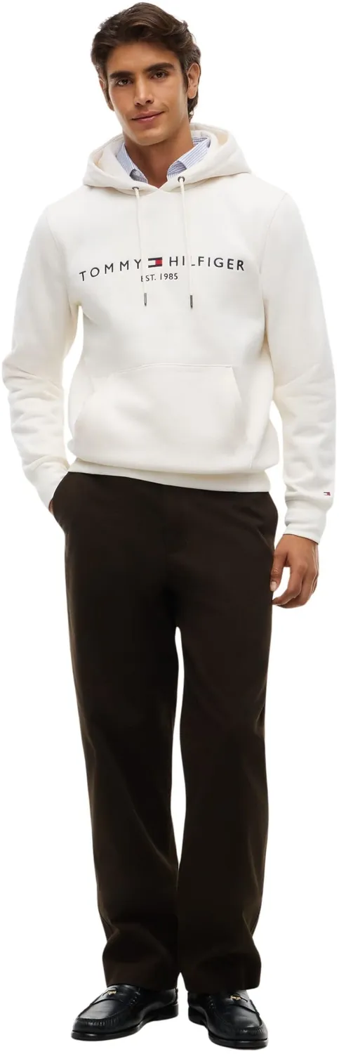 Tommy Hilfiger Tommy Logo felpa con cappuccio Ivory Petal M cotone