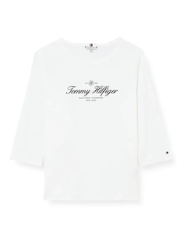 Tommy Hilfiger Open-Neck Basic maglietta donna maniche lunghe scollo aperto