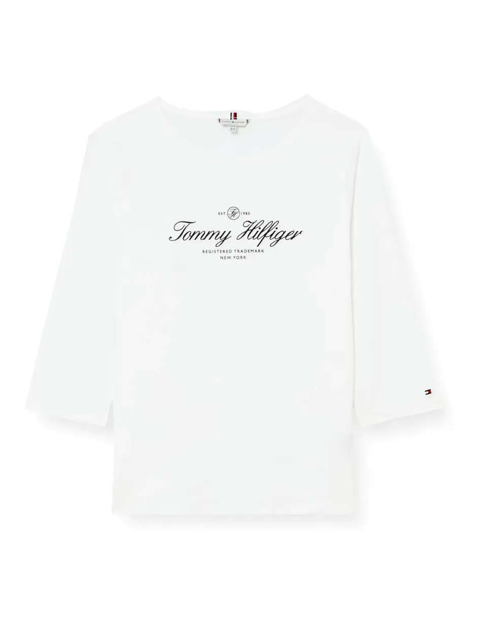 Tommy Hilfiger Open-Neck Basic maglietta donna maniche lunghe scollo aperto