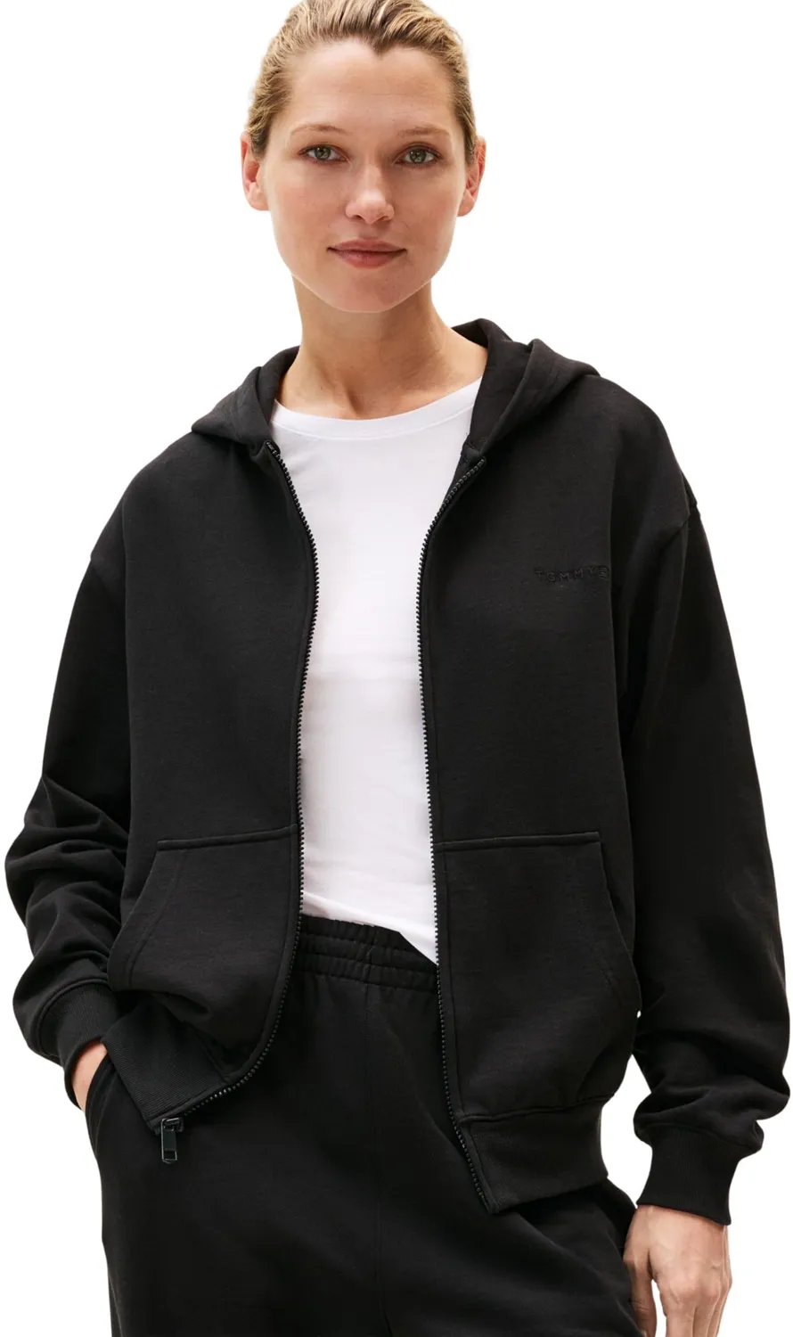 Tommy Hilfiger Full Zip Felpa Donna Cappuccio XL Cotone