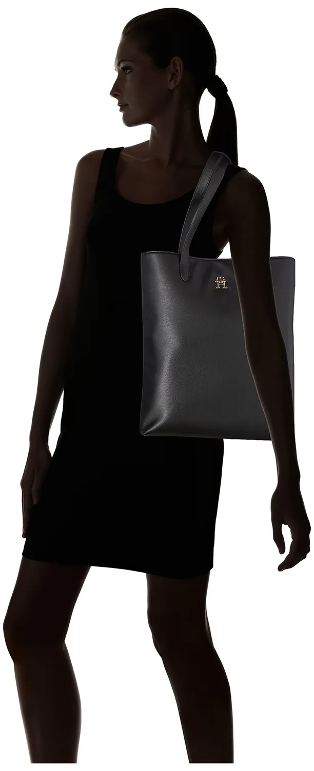 Tommy Hilfiger Casual Slim Tote Borsa Donna Nera Tasche Interne