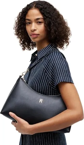Tommy Hilfiger Icon Borsa a Spalla Donna Nera Monete