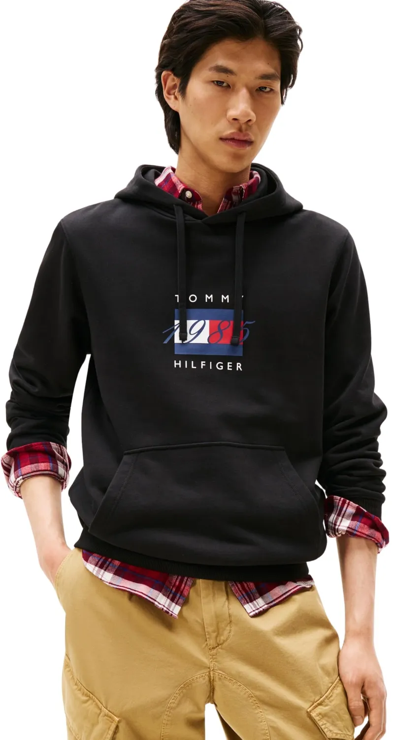 Tommy Hilfiger Linear Flag MW0MW41332 felpa cappuccio nera M