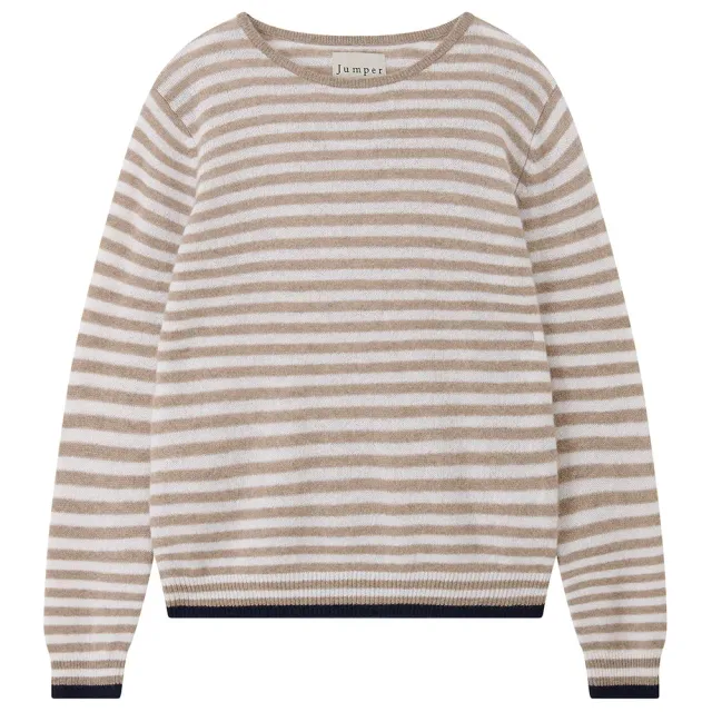 Jumper 1234 Tipped Little Stripe Crew maglione marrone chiaro riga