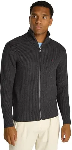 Tommy Hilfiger Zip Through cardigan uomo blu cotone