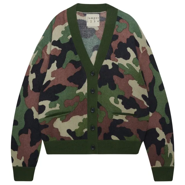 Jumper 1234 Camo Cardigan cardigan khaki mimetico