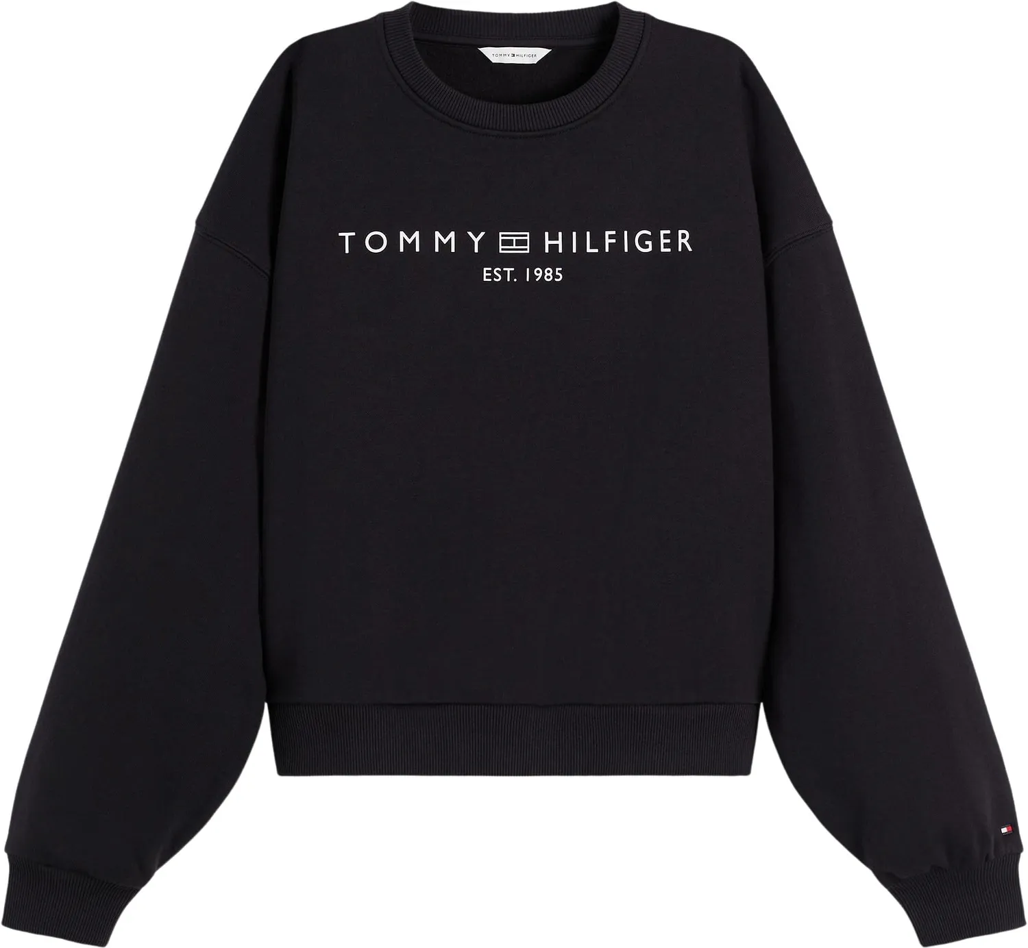 Tommy Hilfiger Corp Logo WW0WW47831 felpa donna nera girocollo