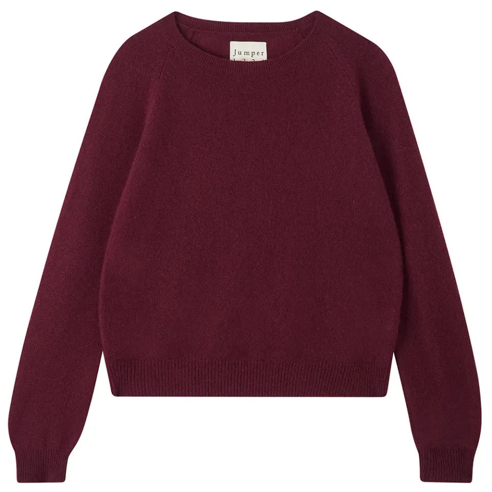 Jumper 1234 Cashmere Crop Crew maglione bordeaux cashmere