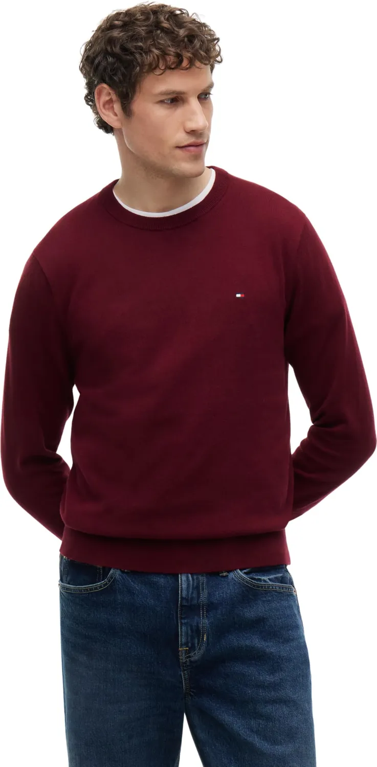 Tommy Hilfiger Girocollo Maglione Uomo Grigio Vestibilità Regolare