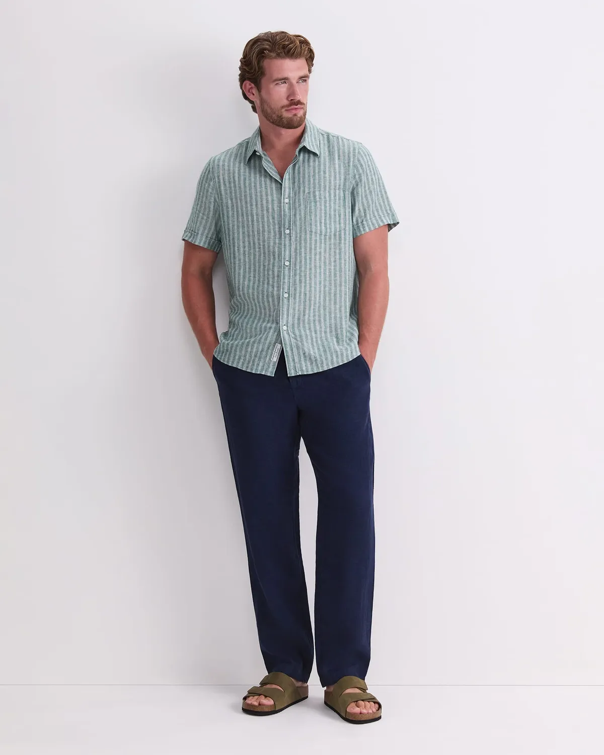 Sportscraft Lino 208206 camicia uomo maniche corte righe