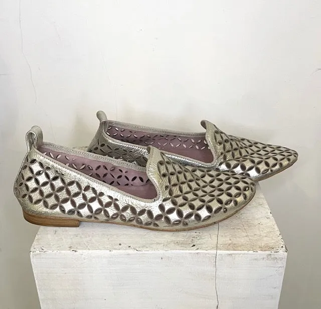 LOL Roma Mocassino Laserata loafer laminato oro