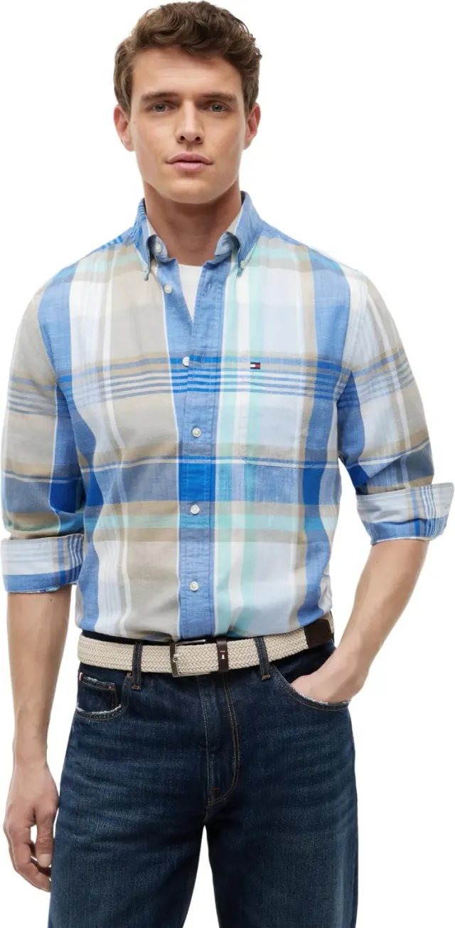 Tommy Hilfiger camicia uomo manica lunga L cotone classica