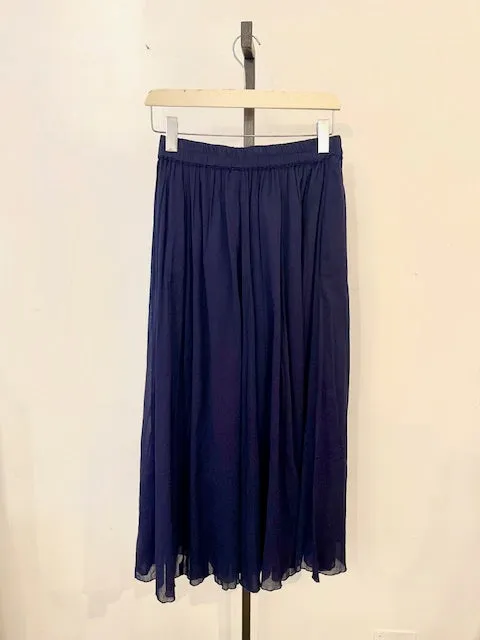 Lol Roma Voile gonna lunga cotone blu navy elastico