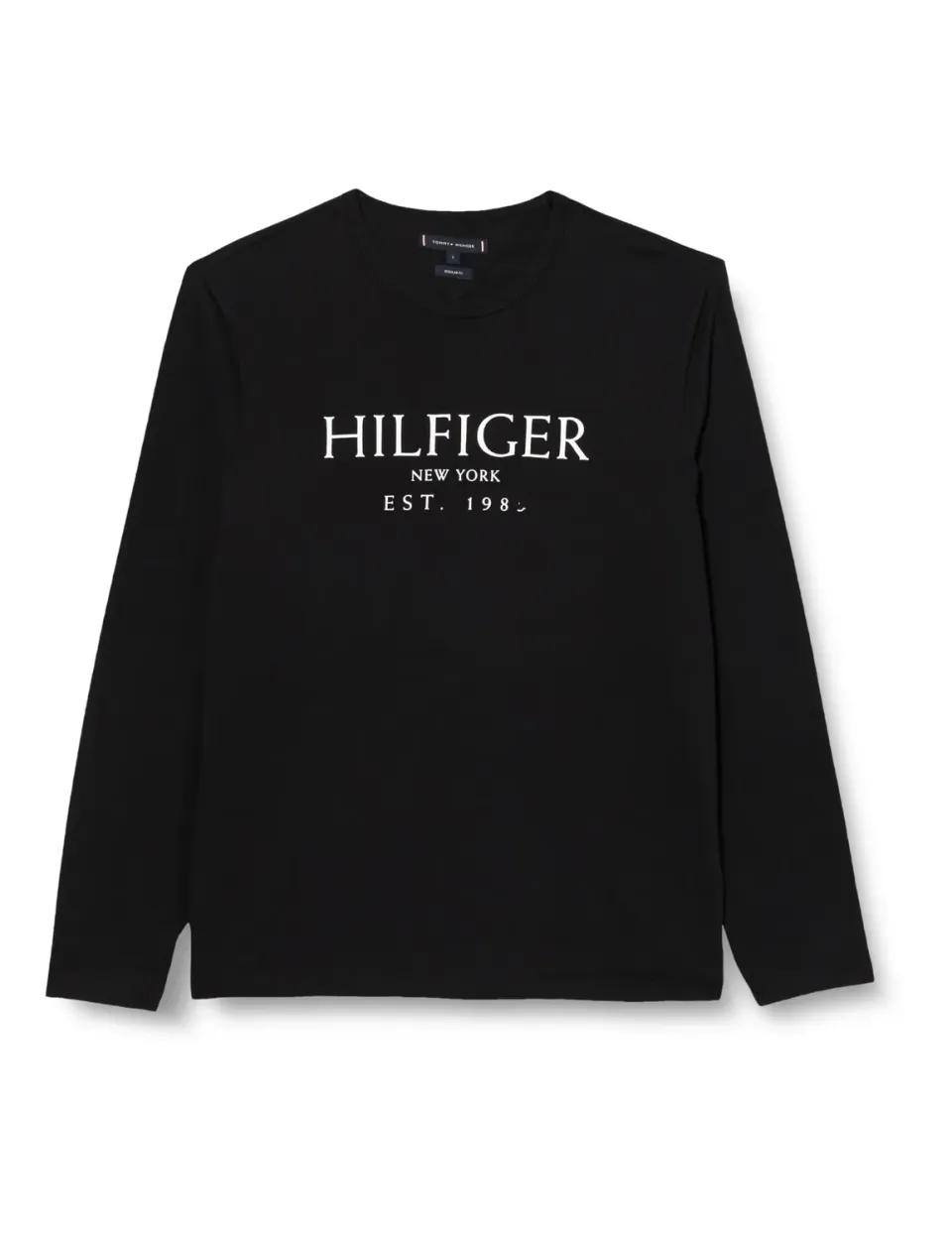 Tommy Hilfiger Girocollo Maglietta Maniche Lunghe Uomo Nera Cotone