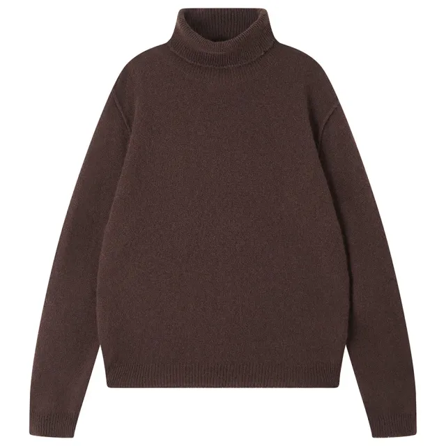 Jumper 1234 Distressed maglione collo alto marrone cashmere