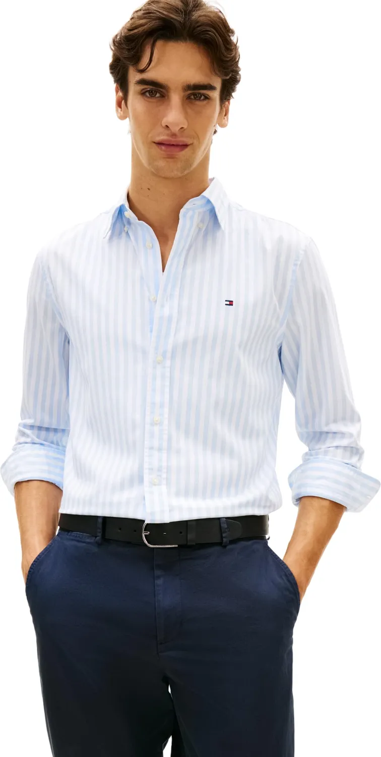 Tommy Hilfiger Flex Poplin MW0MW42440 Camicia Uomo L Riga Aqua