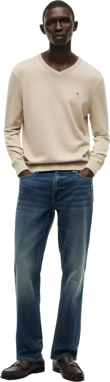 Tommy Hilfiger Essential Cotton pullover uomo beige scollo V S