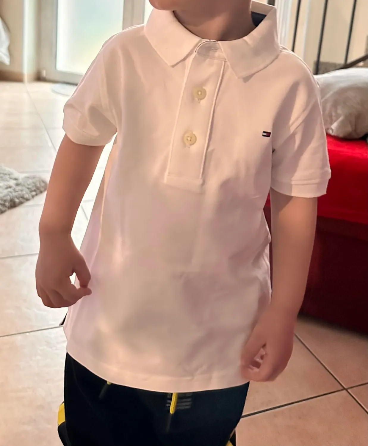Tommy Hilfiger polo bambino cotone bio bianca maniche corte