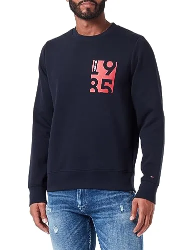Tommy Hilfiger Chest Print Crewneck felpa uomo XXL blu