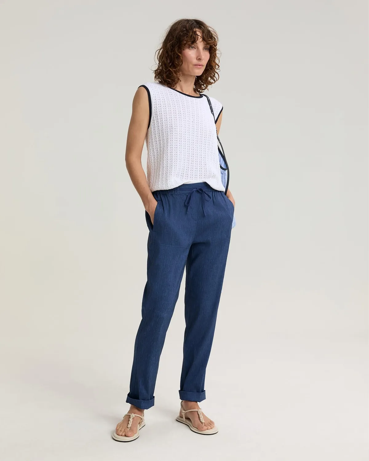 Sportscraft Rosa pantalone lino elasticizzato