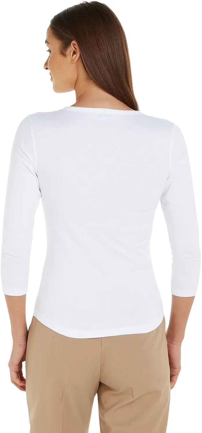 Tommy Hilfiger Open-Neck maglietta maniche lunghe bianca S