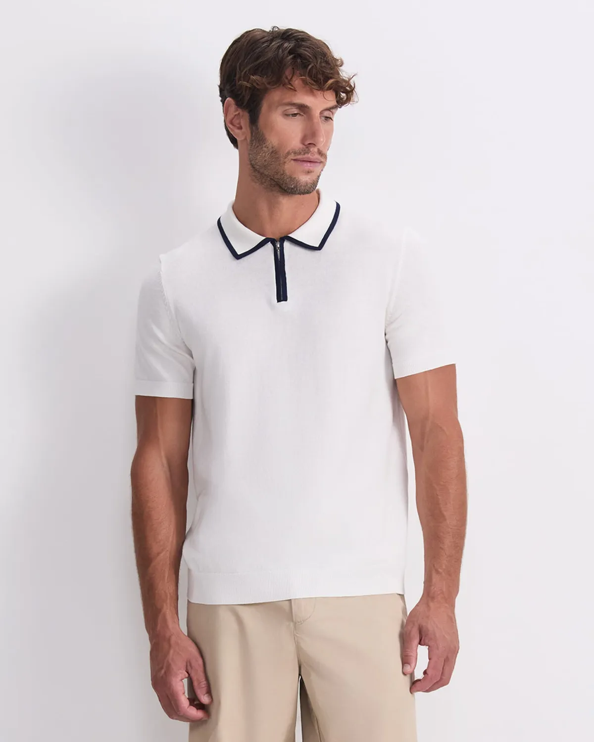 Sportscraft Brookes polo maglia zip cotone seta