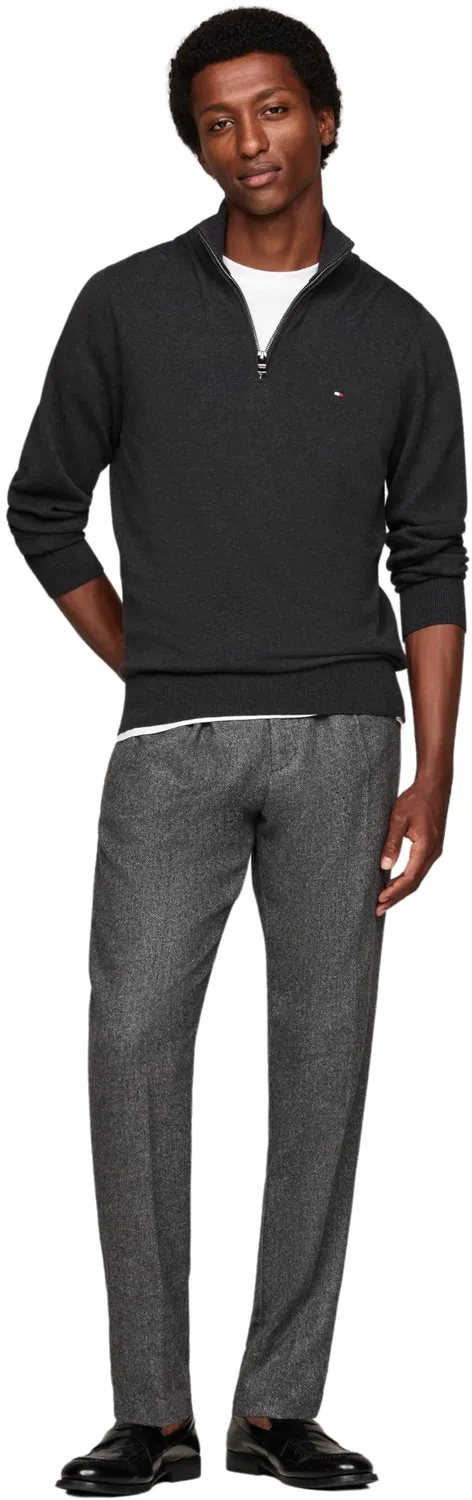 Tommy Hilfiger Mock Neck Regular Fit pullover zip uomo nero caldo