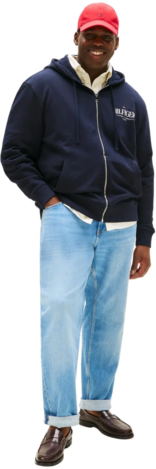 Tommy Hilfiger Stacked Felpa Uomo Zip XXL Blu Desert Sky