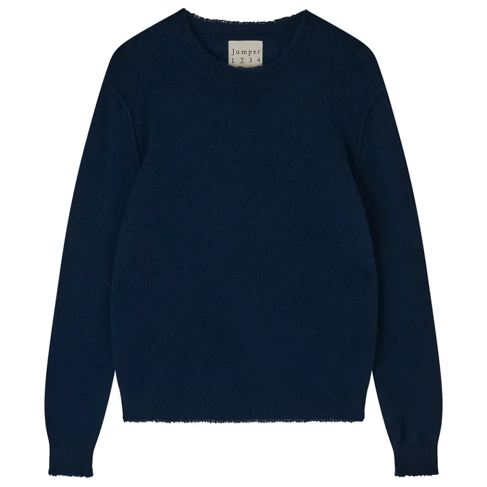 Jumper 1234 Cashmere Distressed Crew maglione blu navy