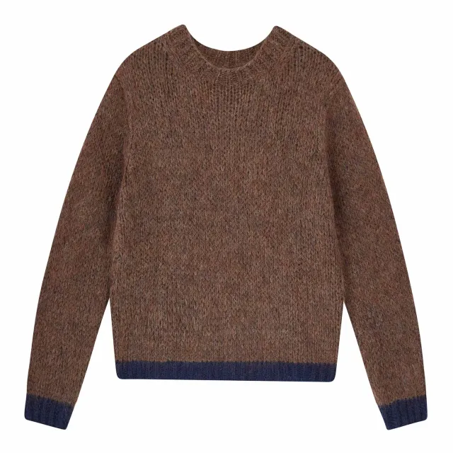 Jumper 1234 Hand Knit Tipped Crew maglione mohair cioccolato