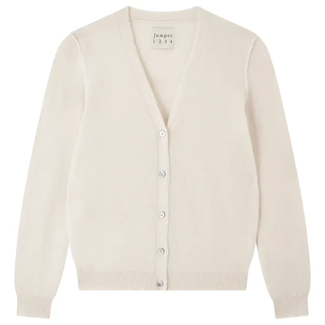Jumper 1234 Distressed Vee cardigan cashmere stone beige