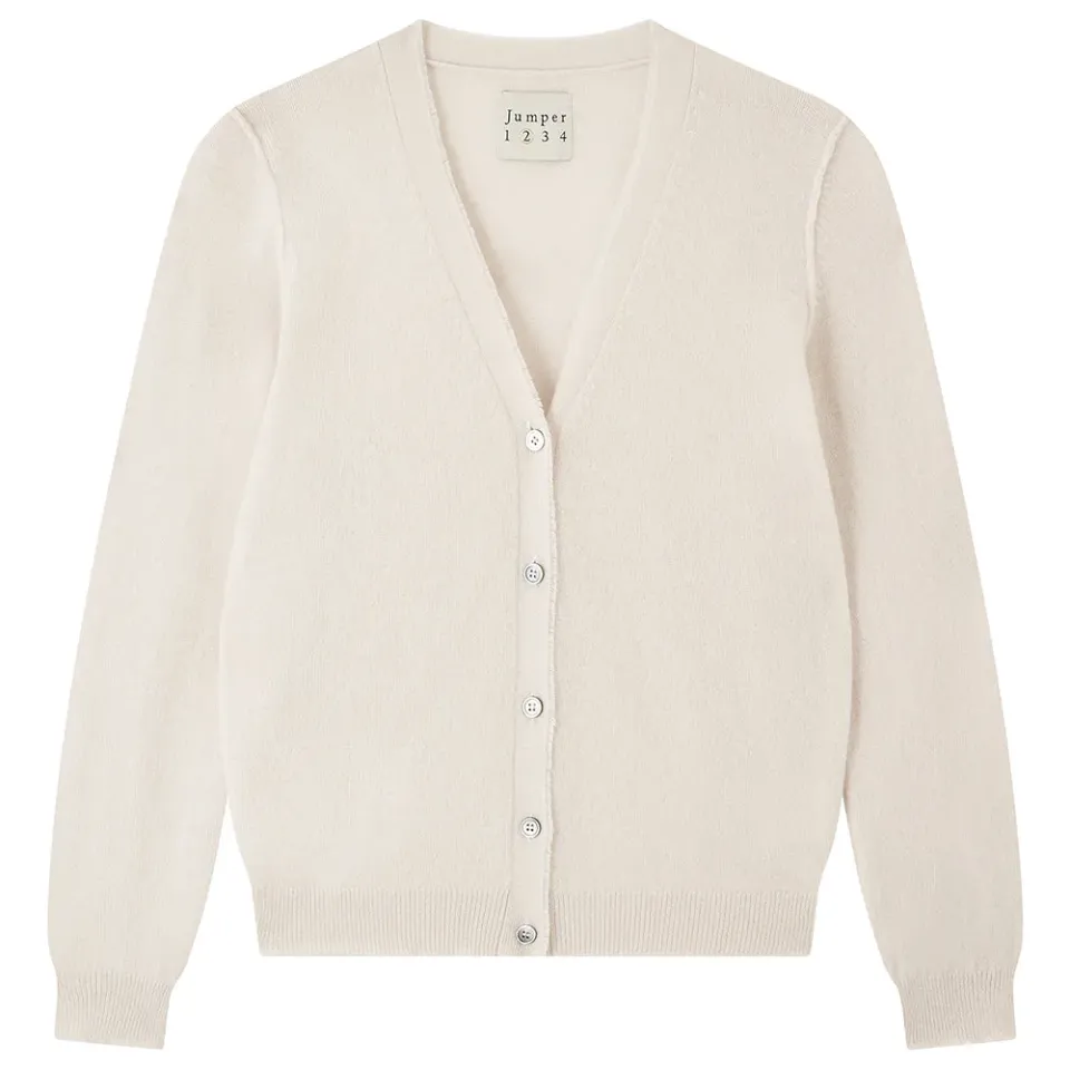 Jumper 1234 Distressed Vee cardigan cashmere stone beige
